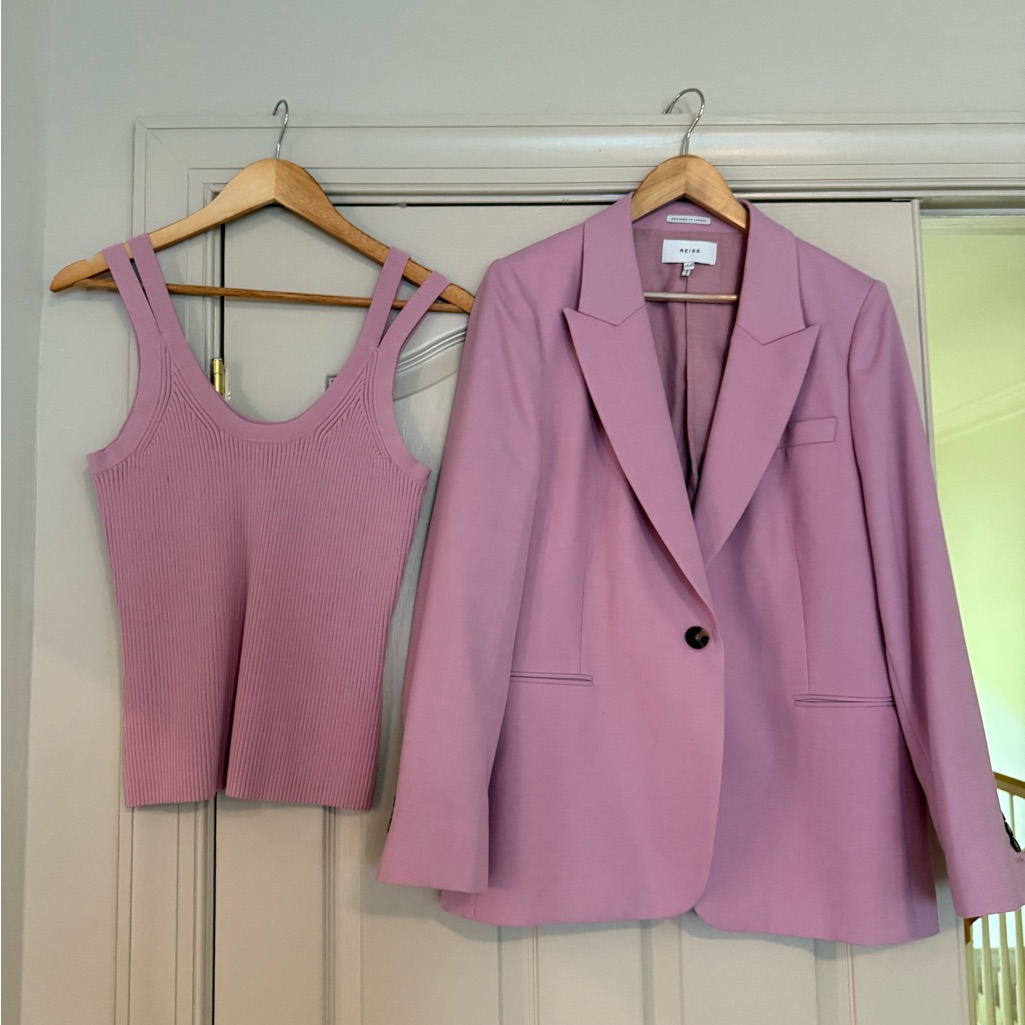 Reiss Pink Blazer Suit Jacket And Matching Top Euc